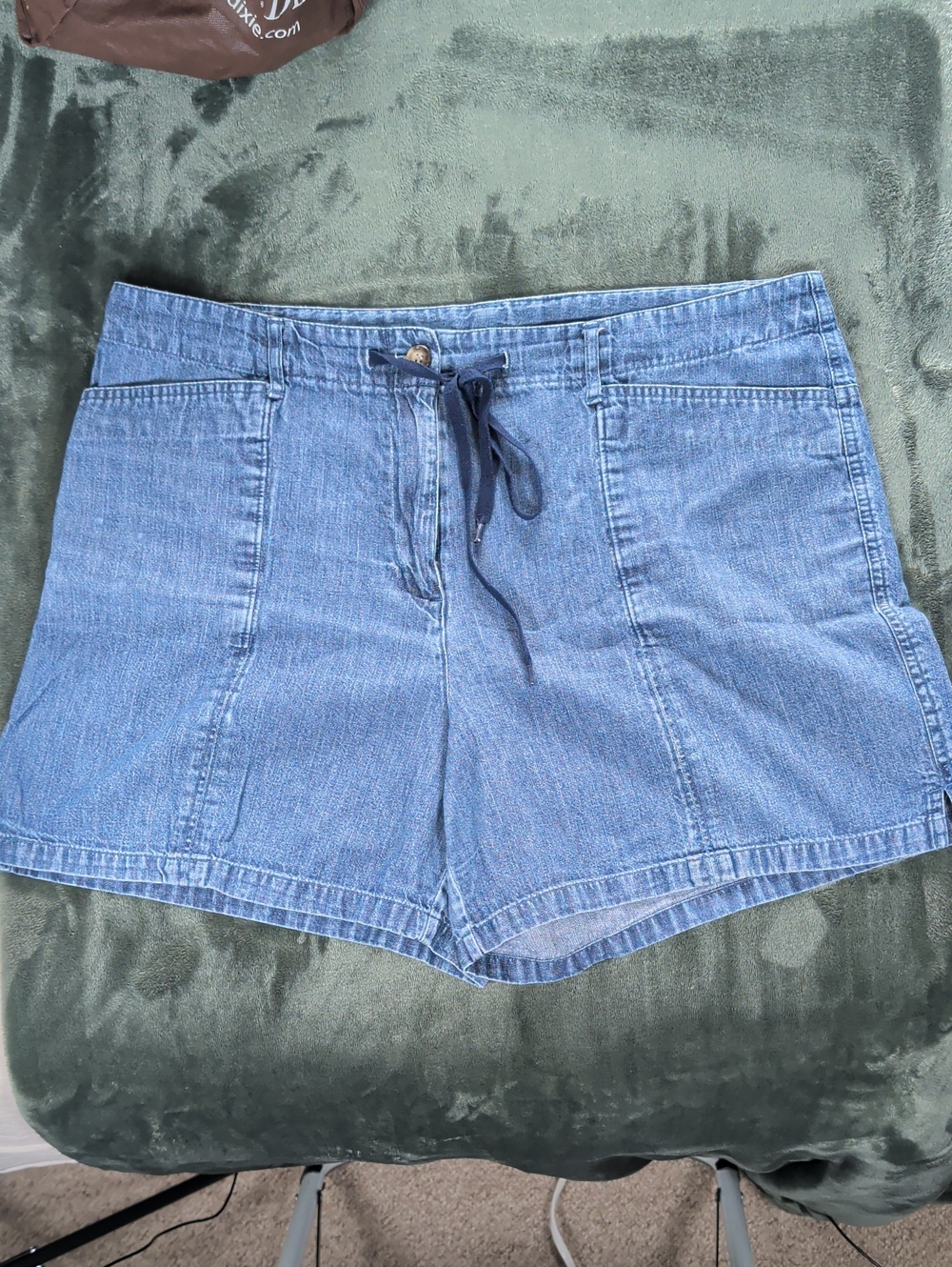 White Stag Light Blue Denim Drawstring Jean Shorts